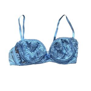 Victoria's Secret 34A Bra Baby Blue Lace Lined Underwire Sexy